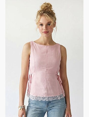 Blouse sans manches en popeline avec lien mixray