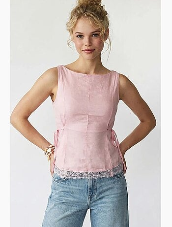 Blouse sans manches en popeline avec lien mixray