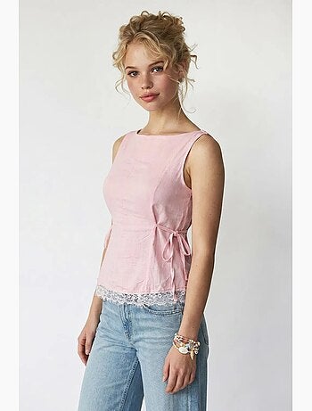 Blouse sans manches en popeline avec lien mixray