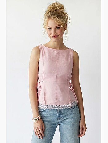 Blouse sans manches en popeline avec lien mixray