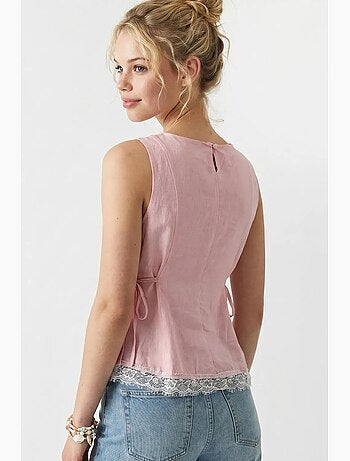 Blouse sans manches en popeline avec lien mixray
