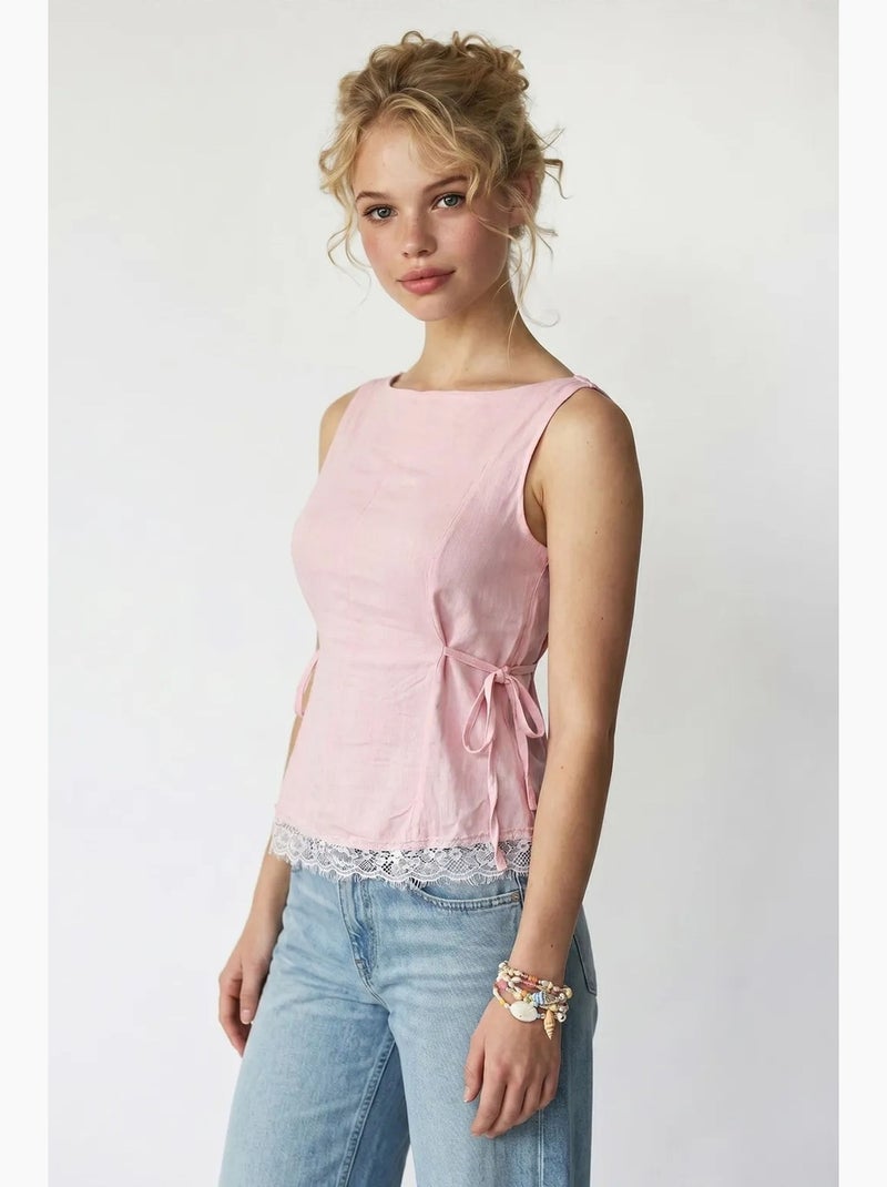 Blouse sans manches en popeline avec lien mixray Rose clair - Kiabi