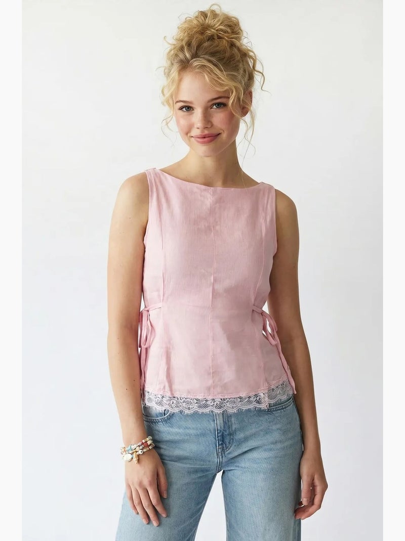Blouse sans manches en popeline avec lien mixray Rose clair - Kiabi