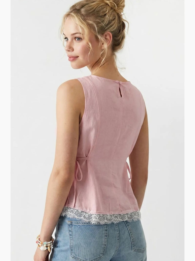 Blouse sans manches en popeline avec lien mixray Rose clair - Kiabi