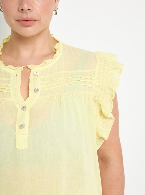 Blouse sans manches en voile de coton - AFIBEL - Kiabi