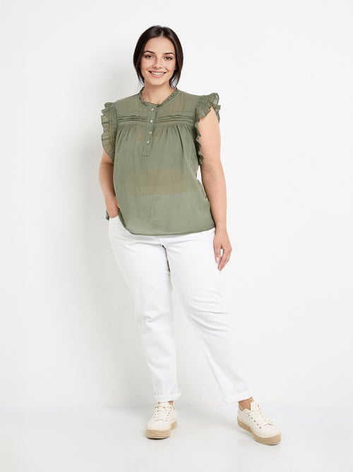 Blouse sans manches en voile de coton - AFIBEL - Kiabi