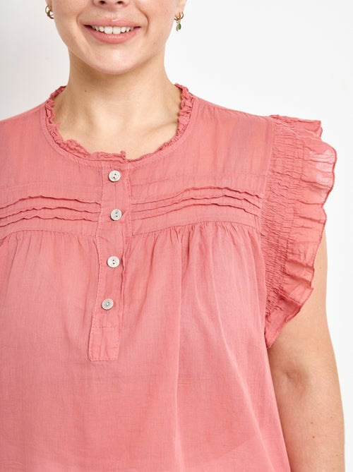 Blouse sans manches en voile de coton - AFIBEL - Kiabi