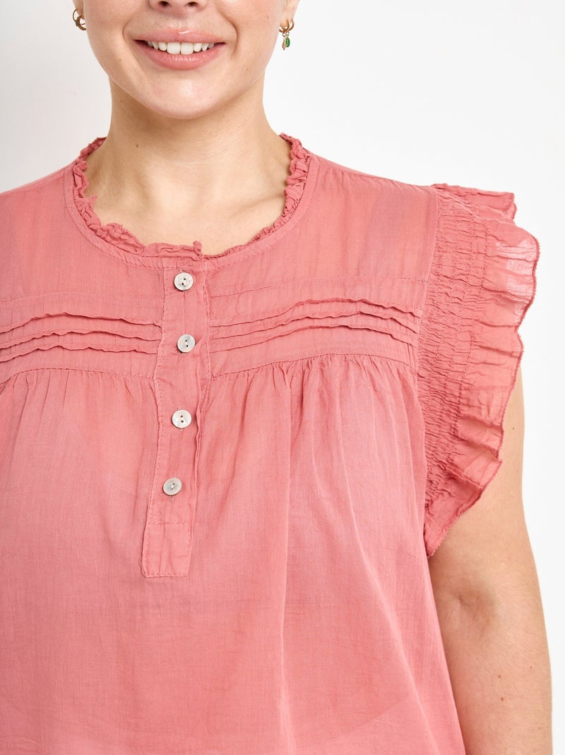 Blouse sans manches en voile de coton - AFIBEL Vieux rose - Kiabi