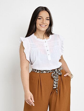 Blouse sans manches en voile de coton