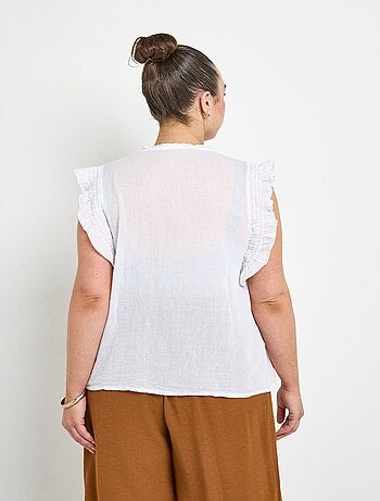 Blouse sans manches en voile de coton