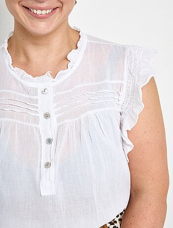 Blouse sans manches en voile de coton