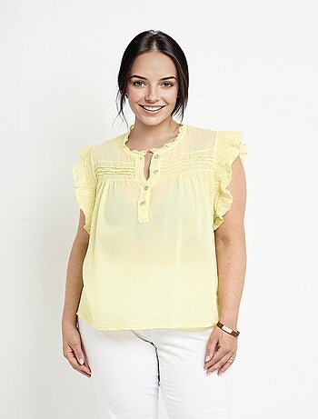 Blouse sans manches en voile de coton