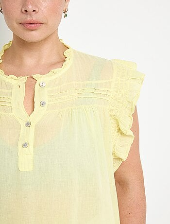 Blouse sans manches en voile de coton