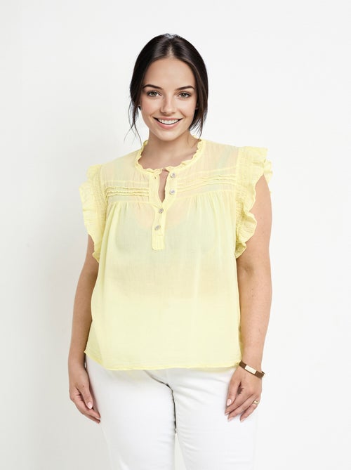 Blouse sans manches en voile de coton - Kiabi