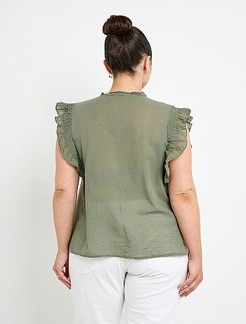 Blouse sans manches en voile de coton
