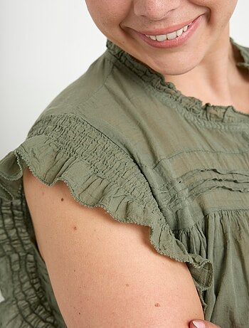Blouse sans manches en voile de coton