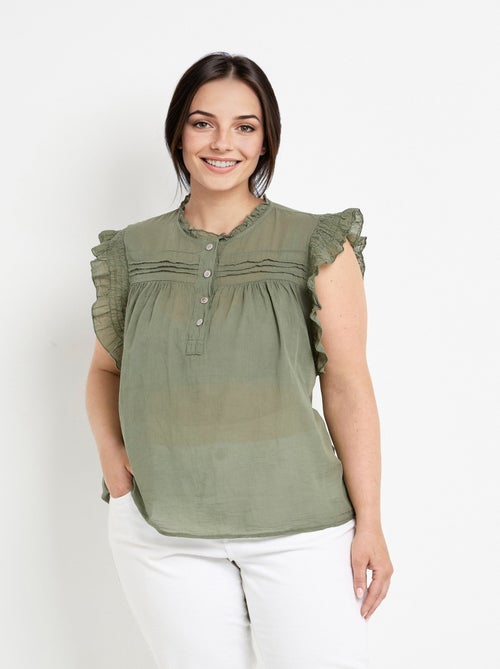 Blouse sans manches en voile de coton - Kiabi
