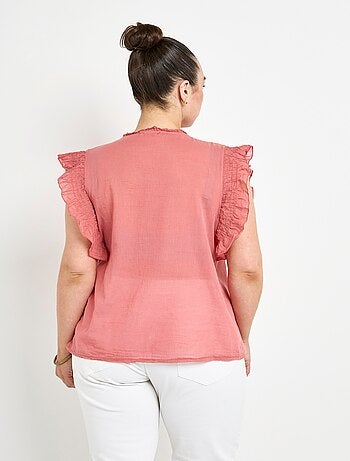 Blouse sans manches en voile de coton