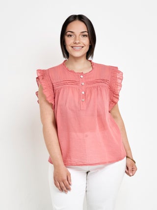 Blouse sans manches en voile de coton