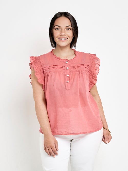 Blouse sans manches en voile de coton - Kiabi