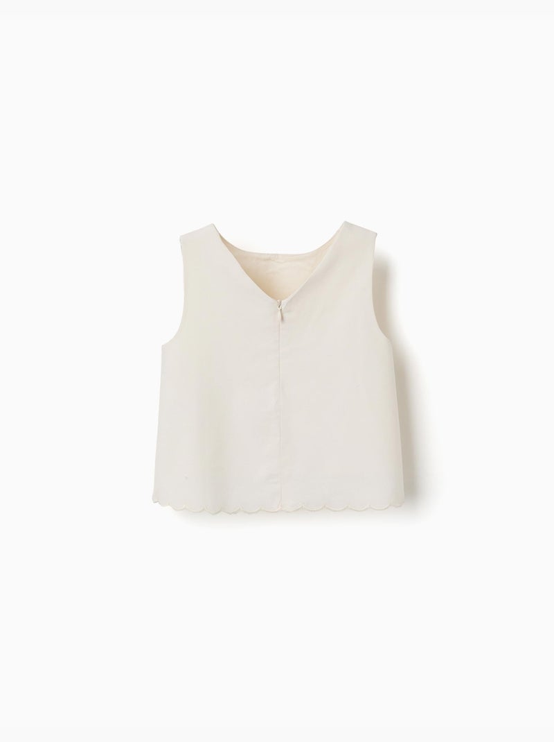Blouse sans manches évasée à ourlet festonné Blanc - Kiabi