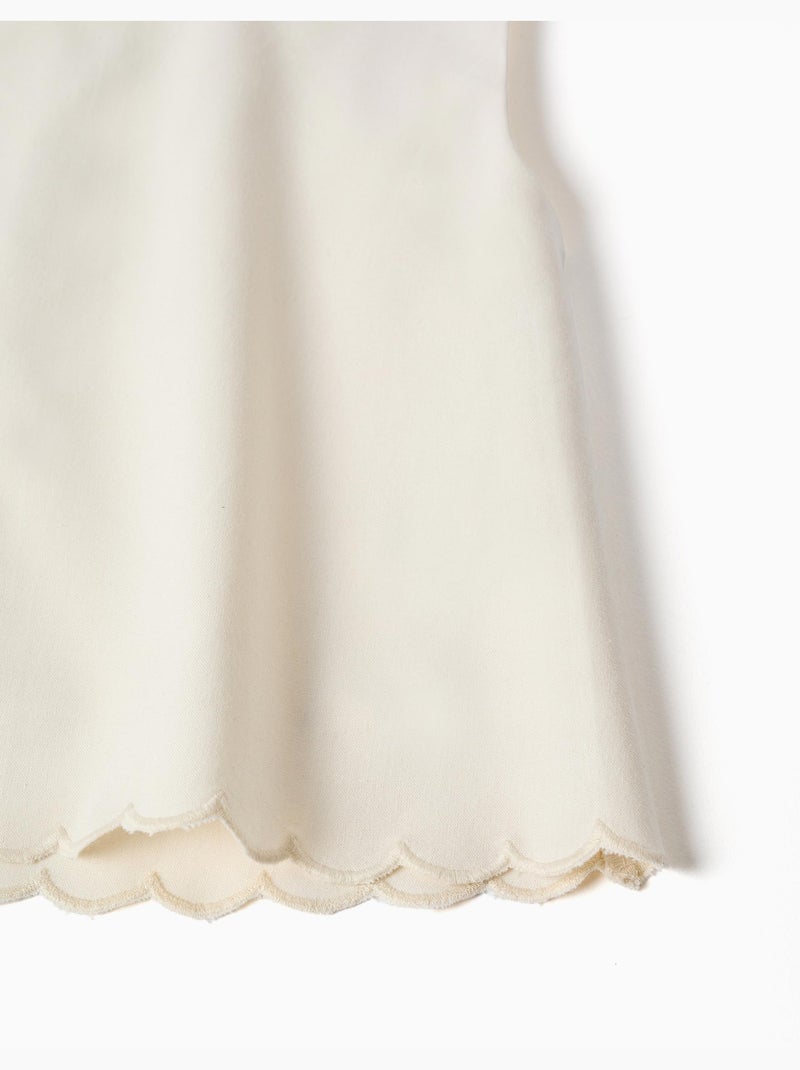 Blouse sans manches évasée à ourlet festonné Blanc - Kiabi