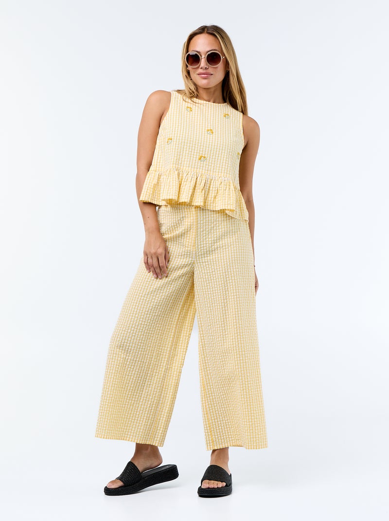 Blouse sans manches maille gaufrée Jaune - Kiabi