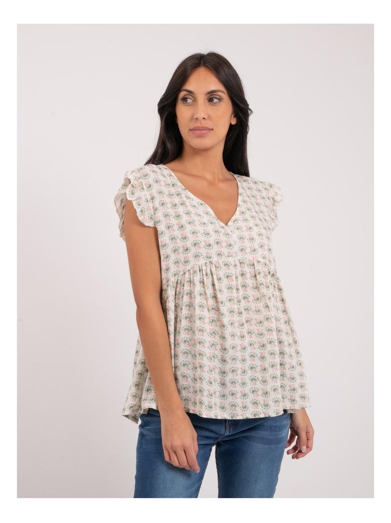 Blouse sans manches motifs FERDI Blanc - Kiabi