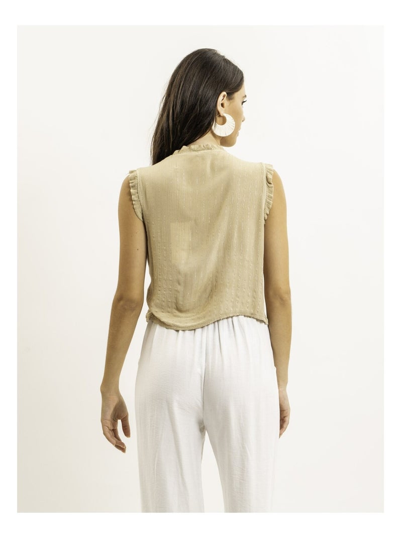 Blouse sans manches smocke OZAKIA Beige - Kiabi