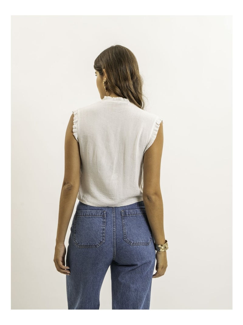 Blouse sans manches smocke OZAKIA Blanc - Kiabi