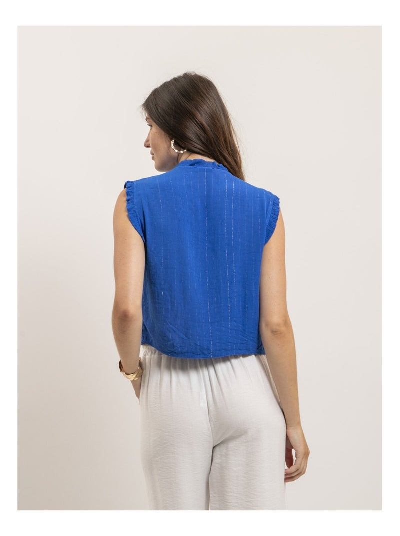 Blouse sans manches smocke OZAKIA Bleu roi - Kiabi