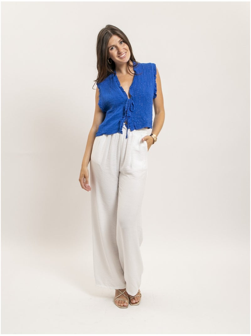 Blouse sans manches smocke OZAKIA Bleu roi - Kiabi