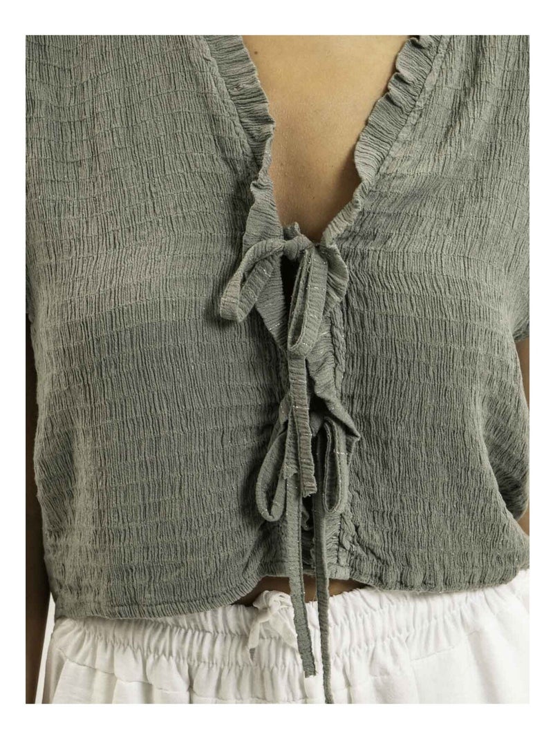 Blouse sans manches smocke OZAKIA Kaki - Kiabi