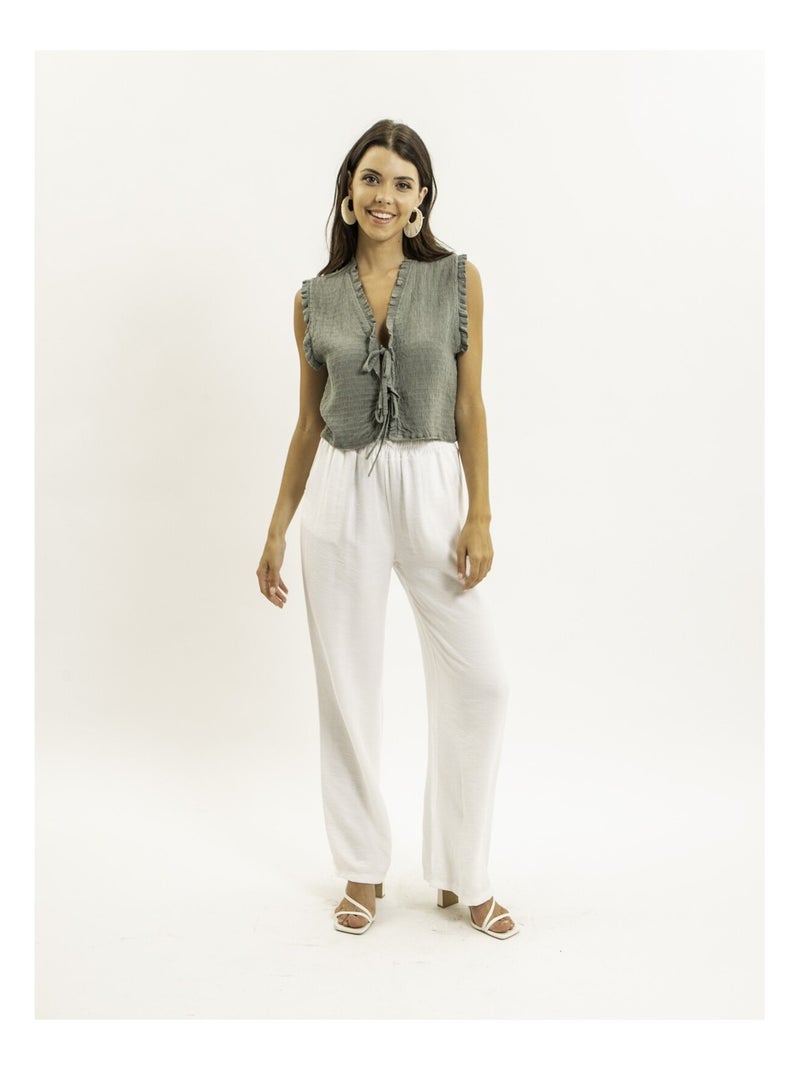 Blouse sans manches smocke OZAKIA Kaki - Kiabi