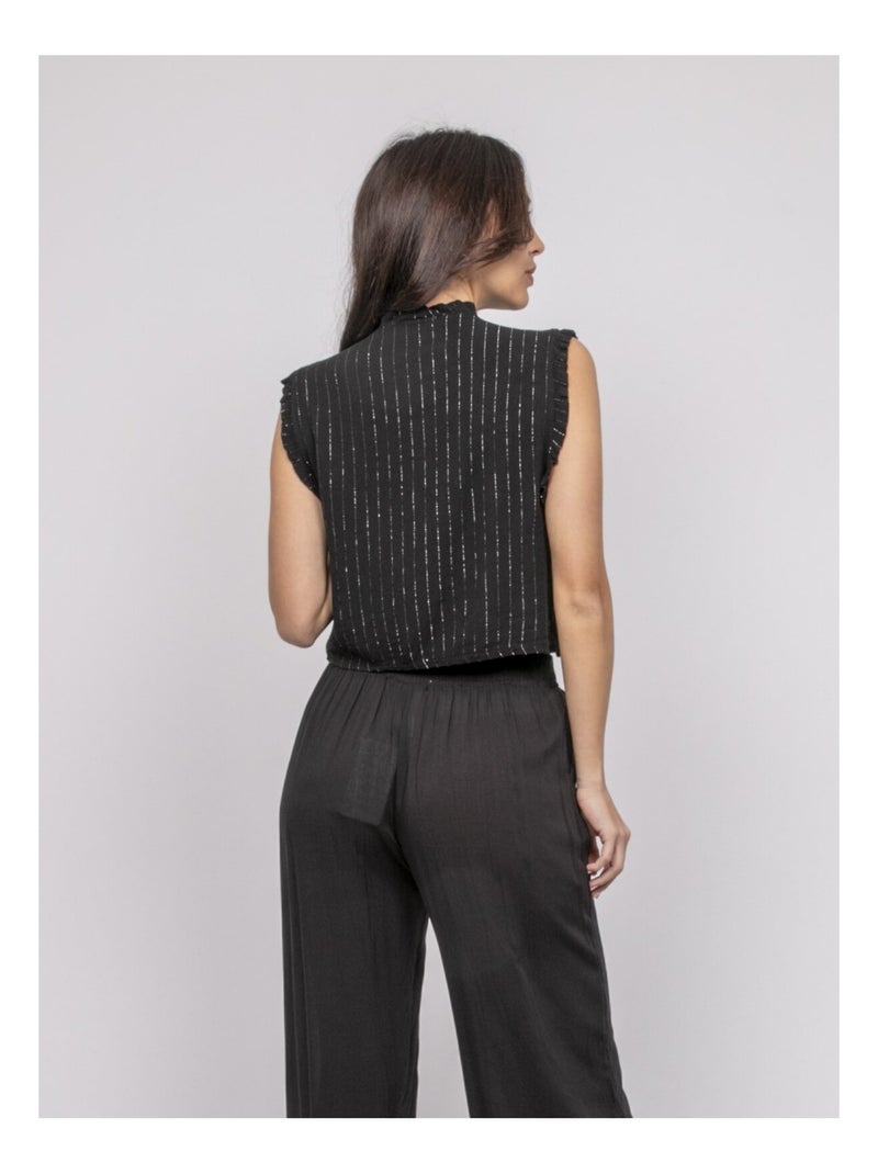 Blouse sans manches smocke OZAKIA Noir - Kiabi