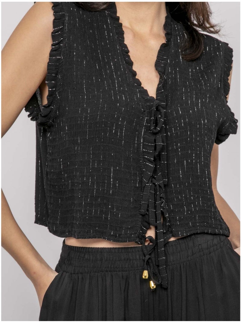 Blouse sans manches smocke OZAKIA Noir - Kiabi
