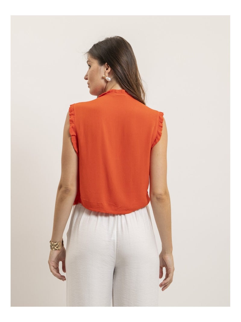 Blouse sans manches smocke OZAKIA Orange - Kiabi