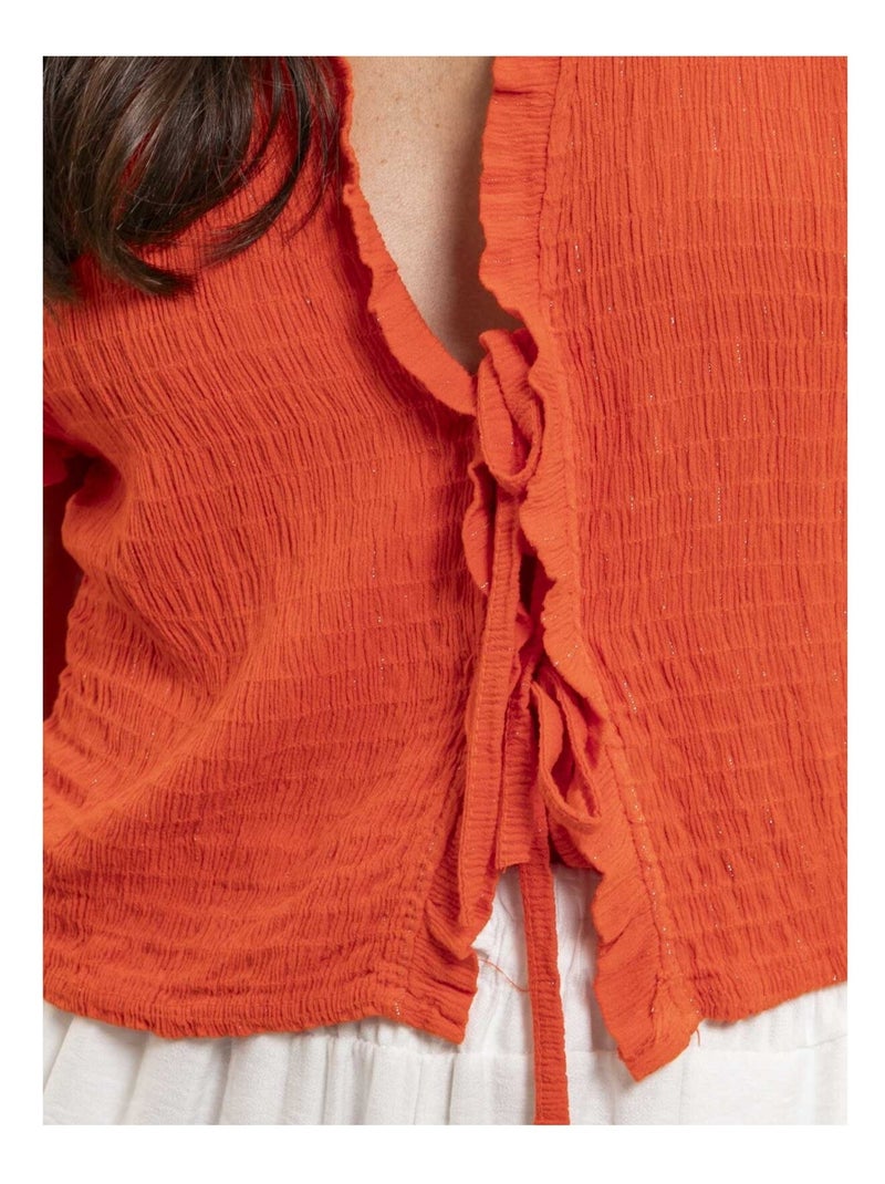 Blouse sans manches smocke OZAKIA Orange - Kiabi