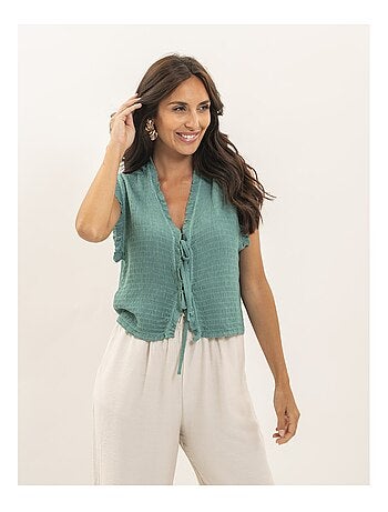 Blouse sans manches smocke OZAKIA