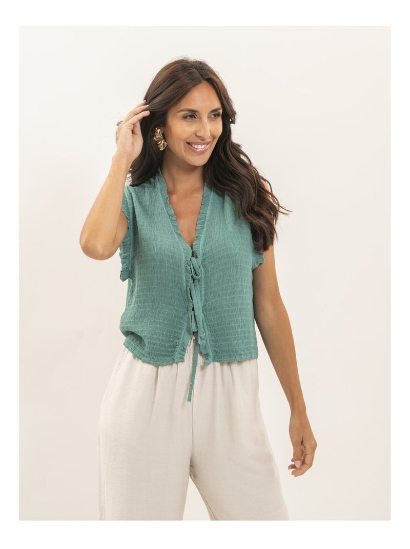 Blouse sans manches smocke OZAKIA Vert pistache - Kiabi