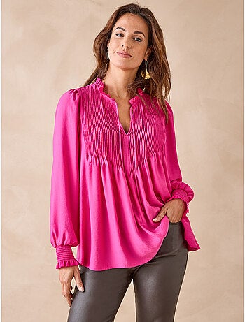 Blouse satin à plis nervurés
