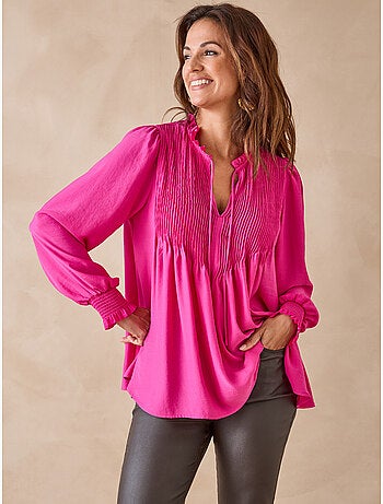 Blouse satin à plis nervurés