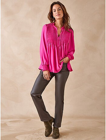 Blouse satin à plis nervurés