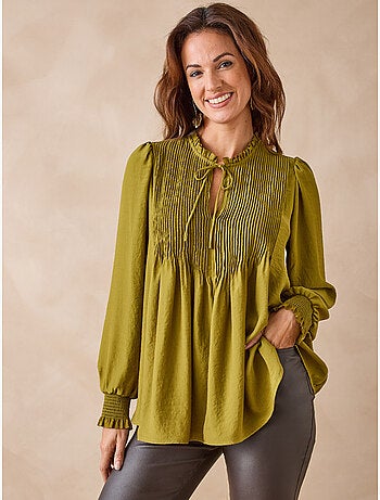 Blouse satin à plis nervurés