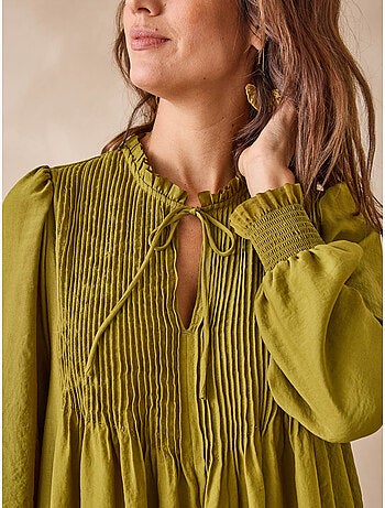 Blouse satin à plis nervurés