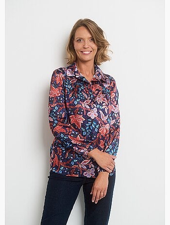 Blouse satin col V manches élastiquées - AFIBEL
