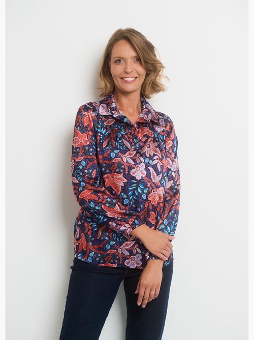 Blouse satin col V manches élastiquées - AFIBEL - Kiabi