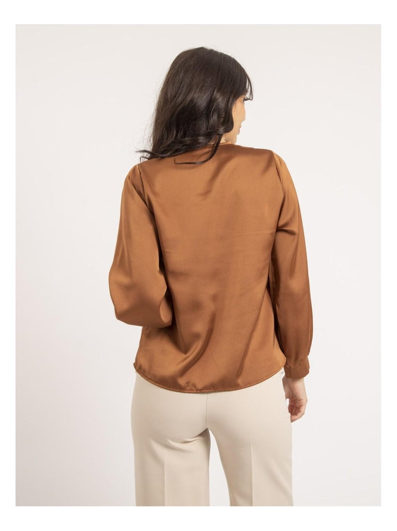 Blouse satin OXANIE Marron caramel - Kiabi