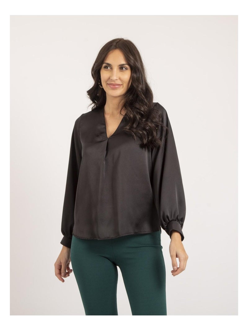 Blouse satin OXANIE Noir - Kiabi