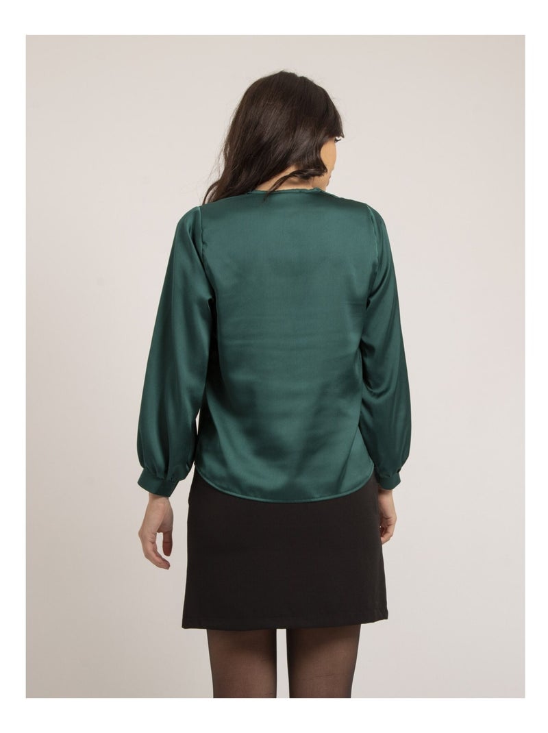 Blouse satin OXANIE Vert forêt - Kiabi